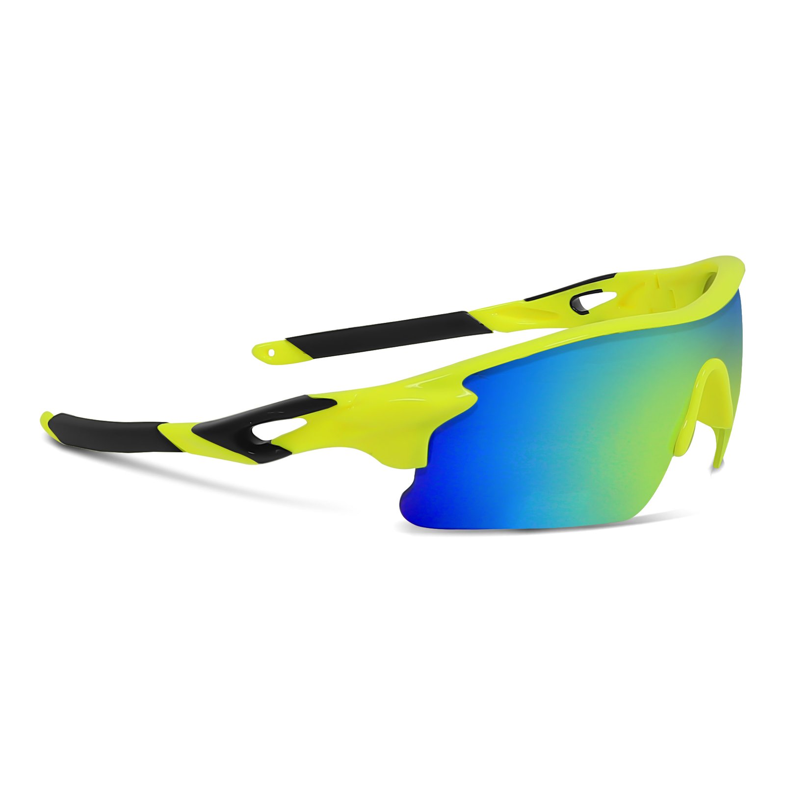 Sports Sunglasses (Neon Yellow Frame | Green-Blue Lens) - Image 4