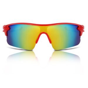 Play Red White UV Protection Sports Sunglasses – Dual Color Stylish Frame for Men & Women - Copy