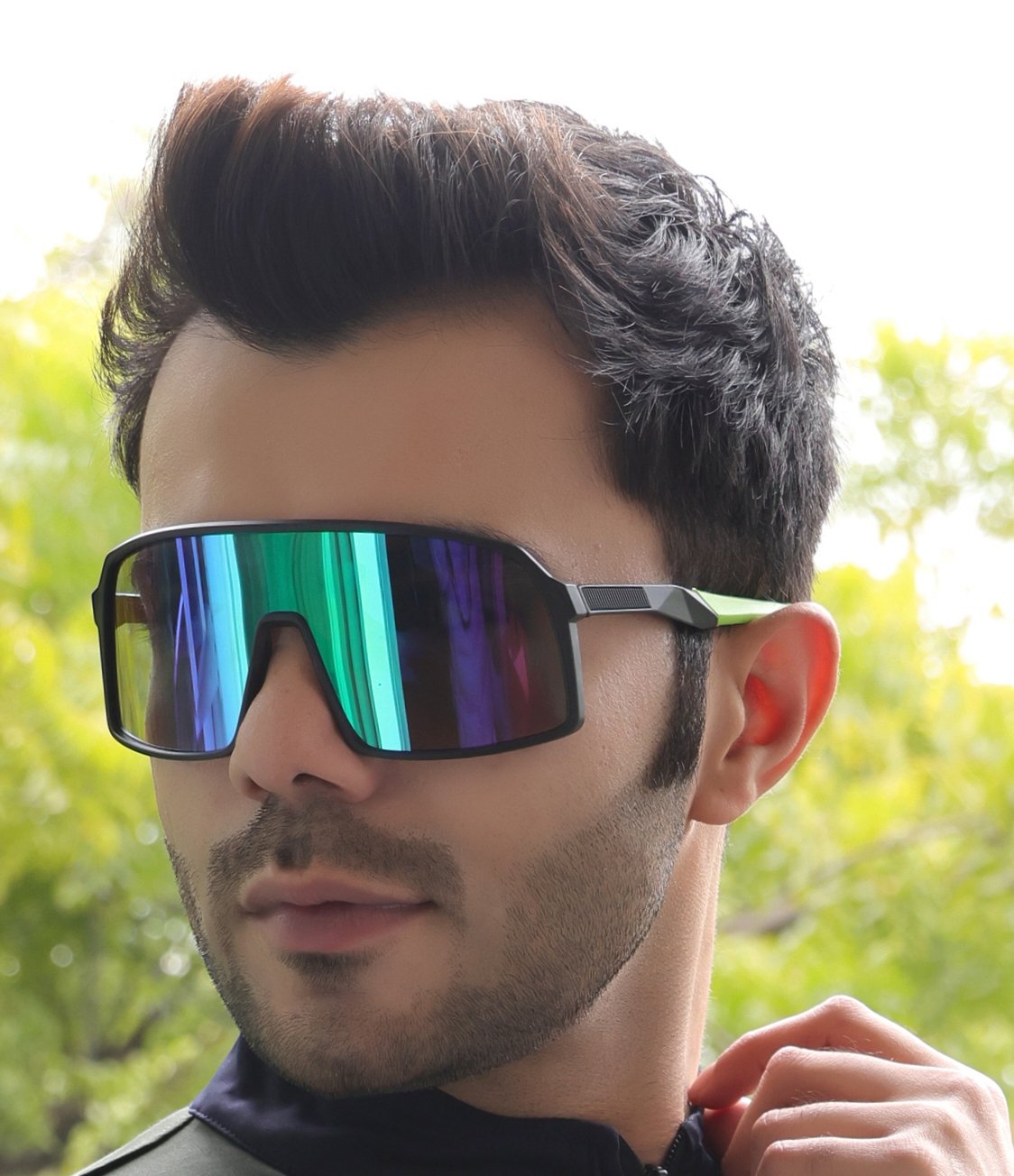 Black Green UV Protection Sports Sunglasses – Stylish Dual Tone Frame for Men & Women - Image 4