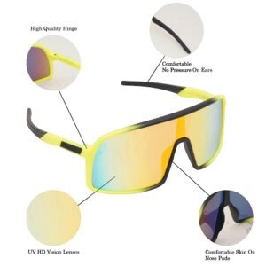 Yellow Black UV Protection Sports Sunglasses – Stylish Dual Color Frame for Men & Women