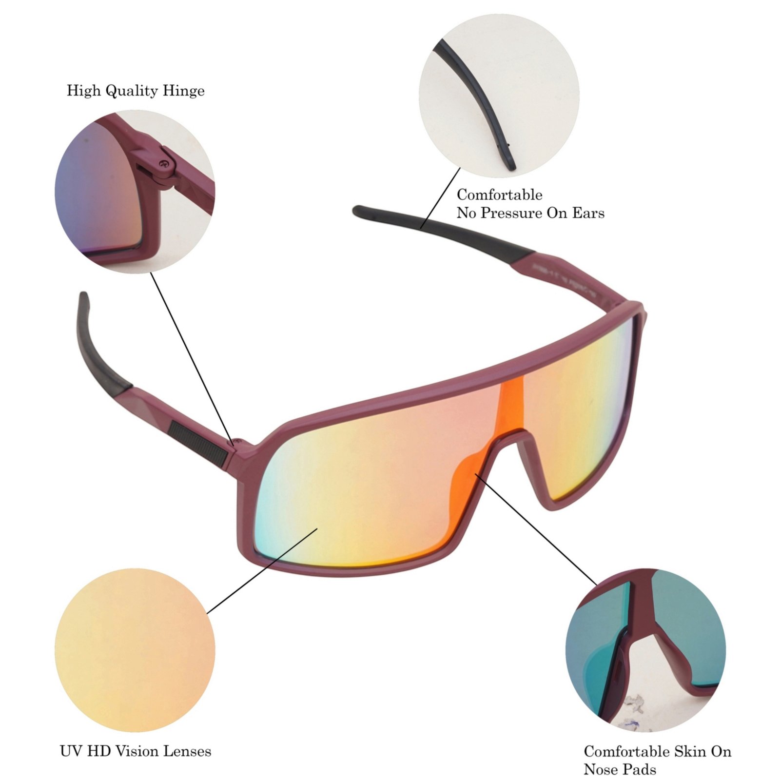 Stylish UV Protection Sports Sunglasses with HD Vision Lenses – Comfortable Fit for Men & Women
